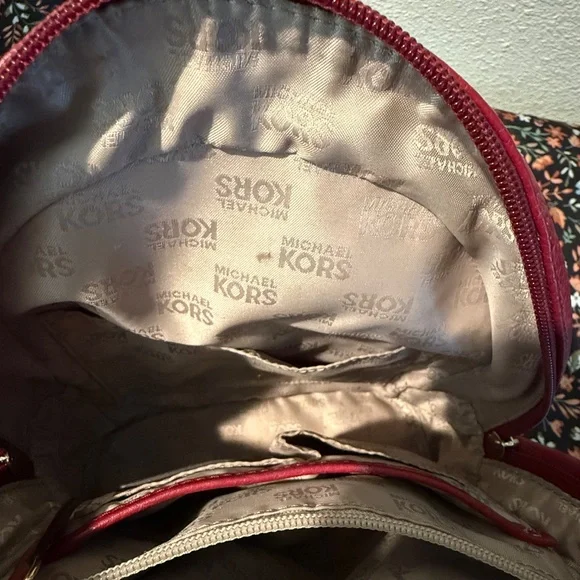 Michael Kors Red Leather Mini Backpack Handbag EUC - Picture 11 of 13